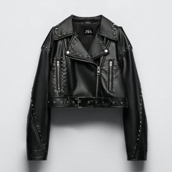 BLOGGERS FAV ZARA STUDDED FAUX LEATHER JACKET - Picture 6 of 15